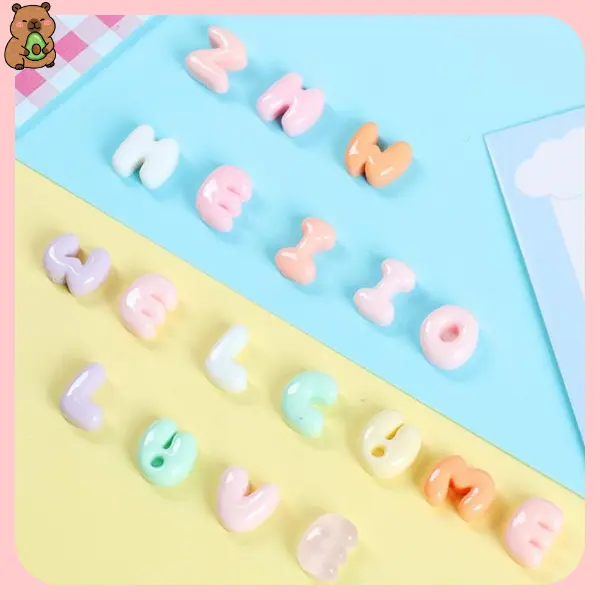 Charm Chữ Đục Mini Handmade, Trang Trí Ốp Lưng, Tiểu Cảnh, Nón Bảo Hiểm Siêu Xinh, Kèm Keo Dán