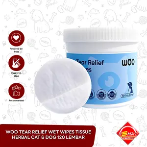Woo Tear Relief Wet Wipes Tissue Tanpa Alkohol Alami Herbal Cat & Dog 120 lembar