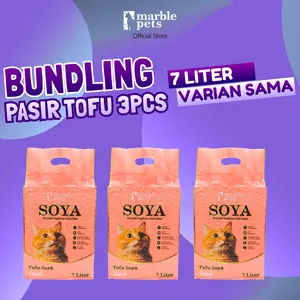[BUNDLING 3] MARBLEPETS Cat Litter Pasir Kucing Gumpal Wangi Tofu Soya 7L Cat Litter