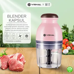 WLT VISHAL Blender Kapsul Mini Warna-Warni untuk Jus/Bumbu/Serbaguna Desain Minimalis