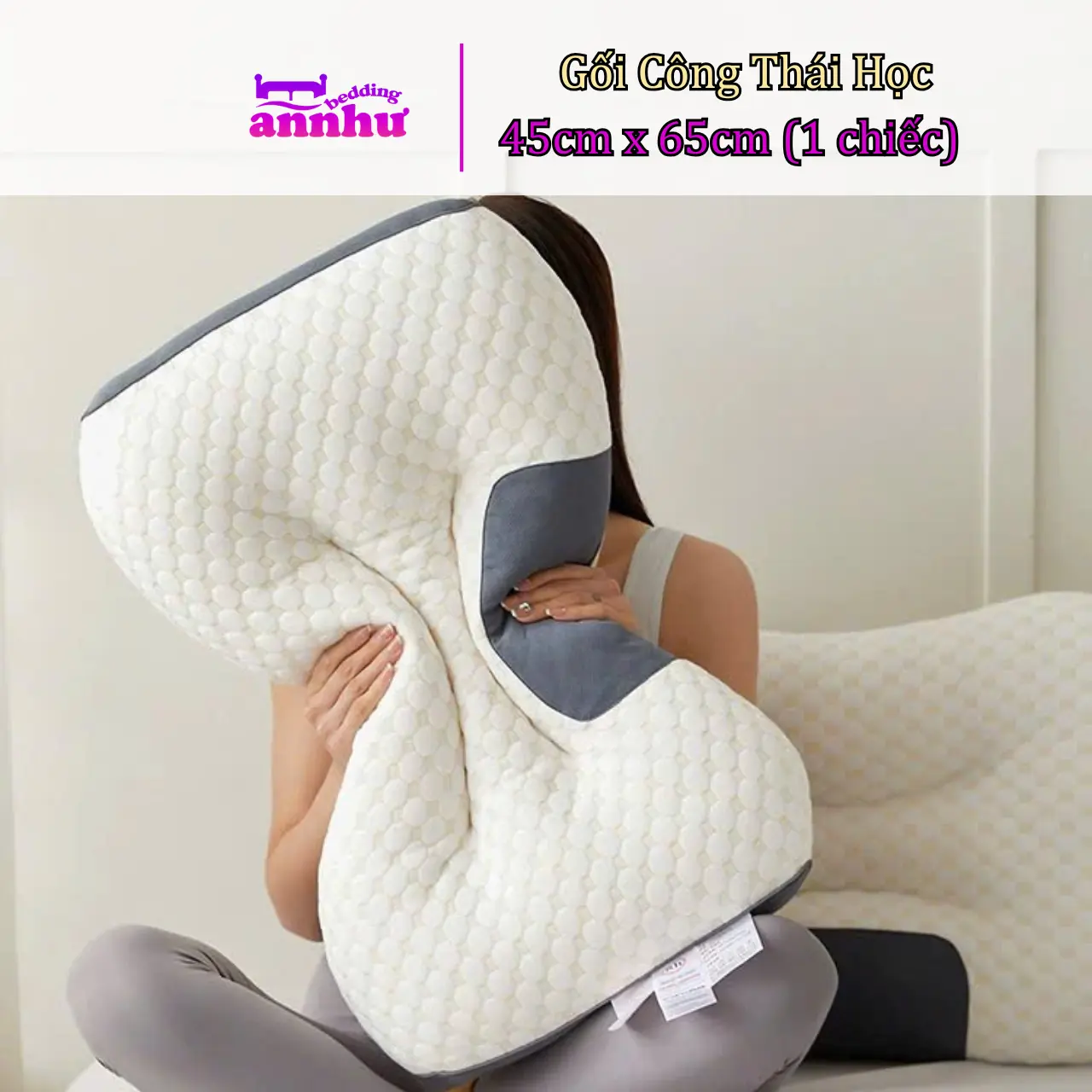 Gối Công Thái Học Ruột Bông Gòn Kháng Khuẩn An Như Bedding