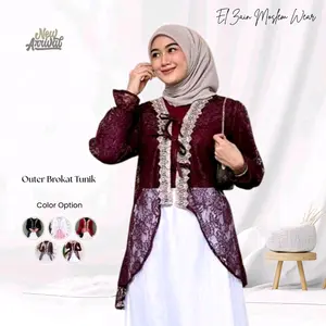 wizza Outer Brukat Premium Tunik Kondangan Lebaran Raya Bridesmaid Wisuda Pesta Brokat Tunik Kondangan Kardigan Bahan Brukat Premium Ringan