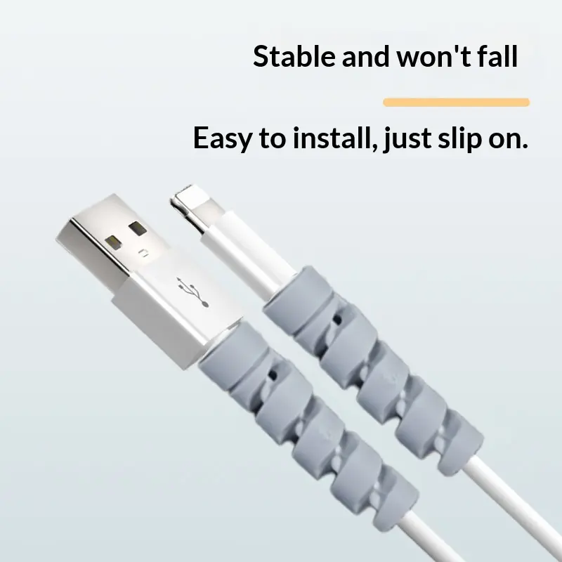 Data cable protective sleeve, spiral charger protector, soft rubber ...