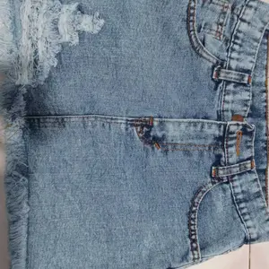rok mini rawis rok mini ripped rok mini Korean style rok A-Line rok mini jeans Denim Tebal Pendek Cantik Wanita Kerja Biru