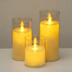 [COD] Lilin LED Premium Aesthetic – 3D Akrilik Sumbu Goyang, Tanpa Asap, Baterai, Dekorasi Perayaan