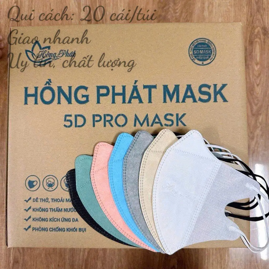 Combo 100 Khẩu Trang 5D Hồng Phát Chính Hãng