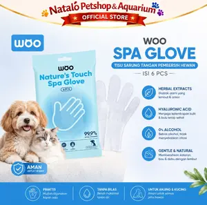 Woo Nature's Touch Spa Glove isi 6 PCS - Sarung Tangan Grooming Kucing Anjing