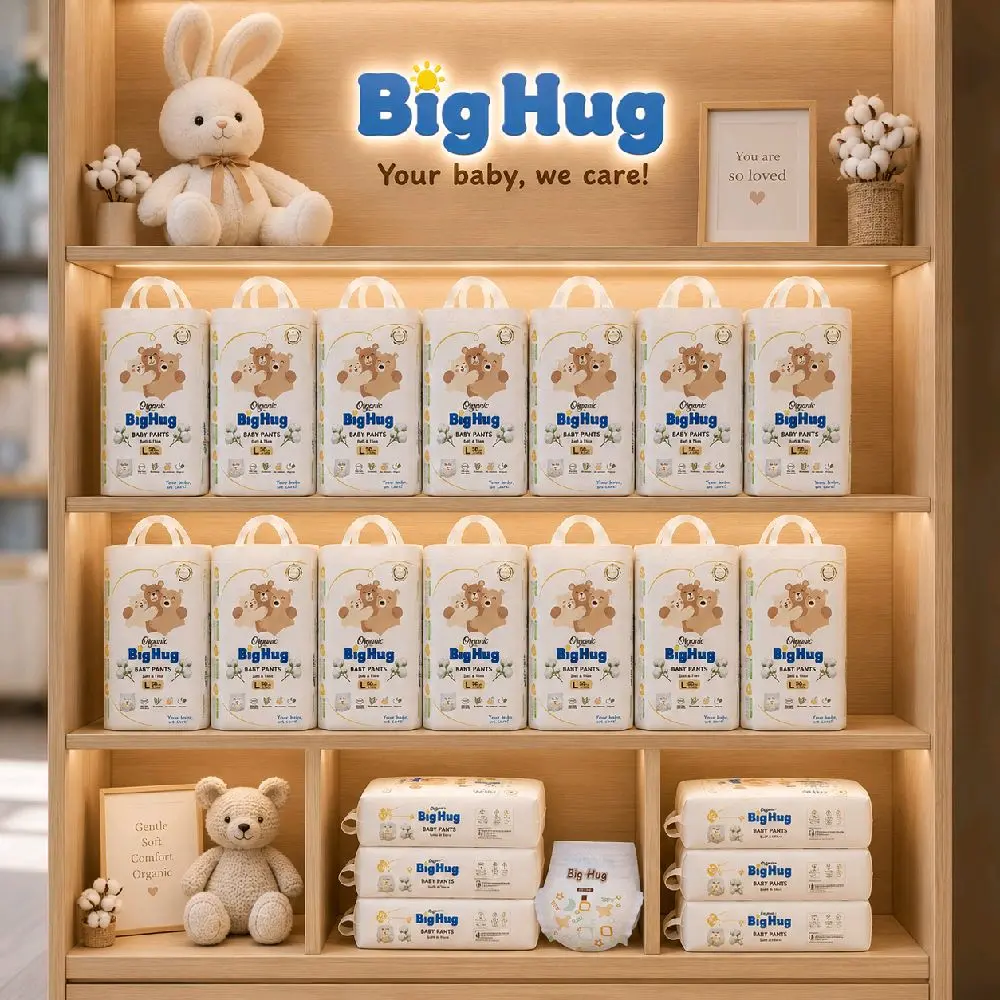 [  Big Hug  & Bebe Gold  ] :  Combo 2 bịch BIGHUG / BEBE GOLD  100 miếng  bỉm  quần / Tã dán . Form bo . Chun Đệm mây. Mềm mỏng 2mm . Thấm hút 500ml-800ml .Hàng Đủ size từ M Đến XXXL Cho Bé. Nhập khẩu chính nghạch.