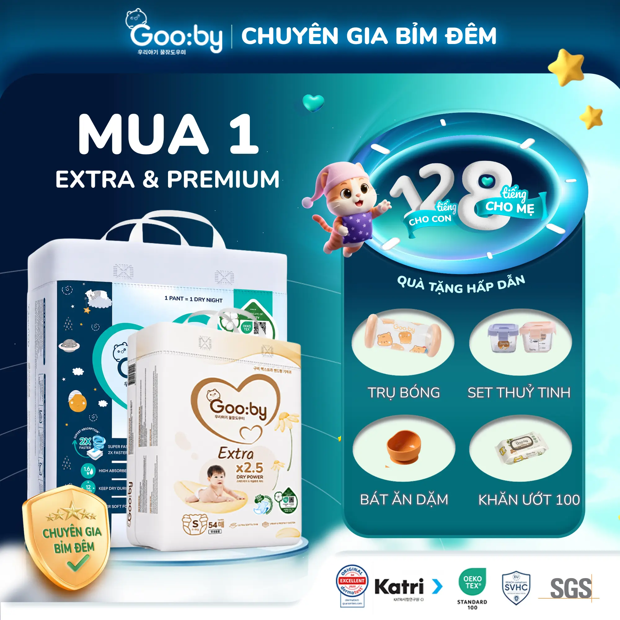 [Mua 1] Tã/Bỉm Gooby Ngày/Đêm mềm mại, an toàn, siêu thấm hút size NB/S/M/L/XL/XXL/XXXL cho bé từ 4kg - 35kg + TẶNG QÙA