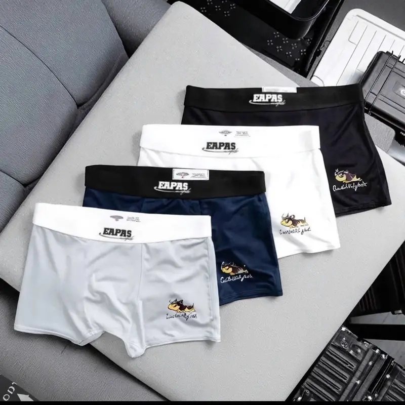 Combo 4 quần sịp nam Boxer (CÓ SIZE TỪ 22-100KG) quần xì nam vải thun lạnh sịp đùi co dãn mềm mát đồ lót kháng khuẩn HPBS2 Quần Boxer Nam Menswear (che tên sản phẩm) (Được chọn màu)