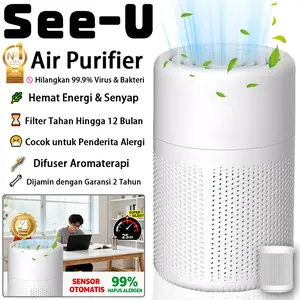 SEE-U Air Purifier Ruangan Bayi One Home Pembersih Udara Kamar Tidur HEPA Filter Purifier UV Sterilizer Ion Negatif, Anti PM2.5, Bau, Virus, Debu, Alergi, Asap, Pet Care, Filter Karbon Aktif, Lamp UV, Penyaring Udara Kucing untuk Rumah & Kantor