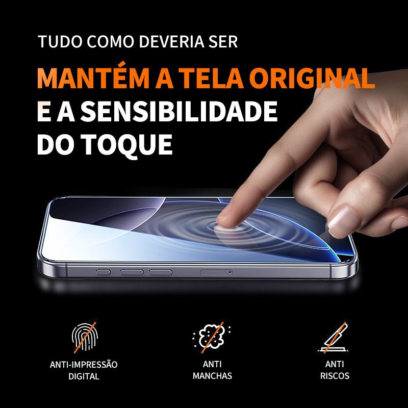 CrystalArmor Kit 2  Películas Anti-espião Vidro Temperado 3D 9H  + Aplicador-iPhone 17/16/15/14/13/12/11/XR/XS/X Samsung S22 ao S26/A35 ao A56