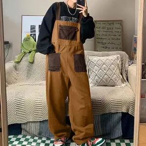 New Retro Flavor Brown Jumpsuit Overall Pria Pasti Diskon