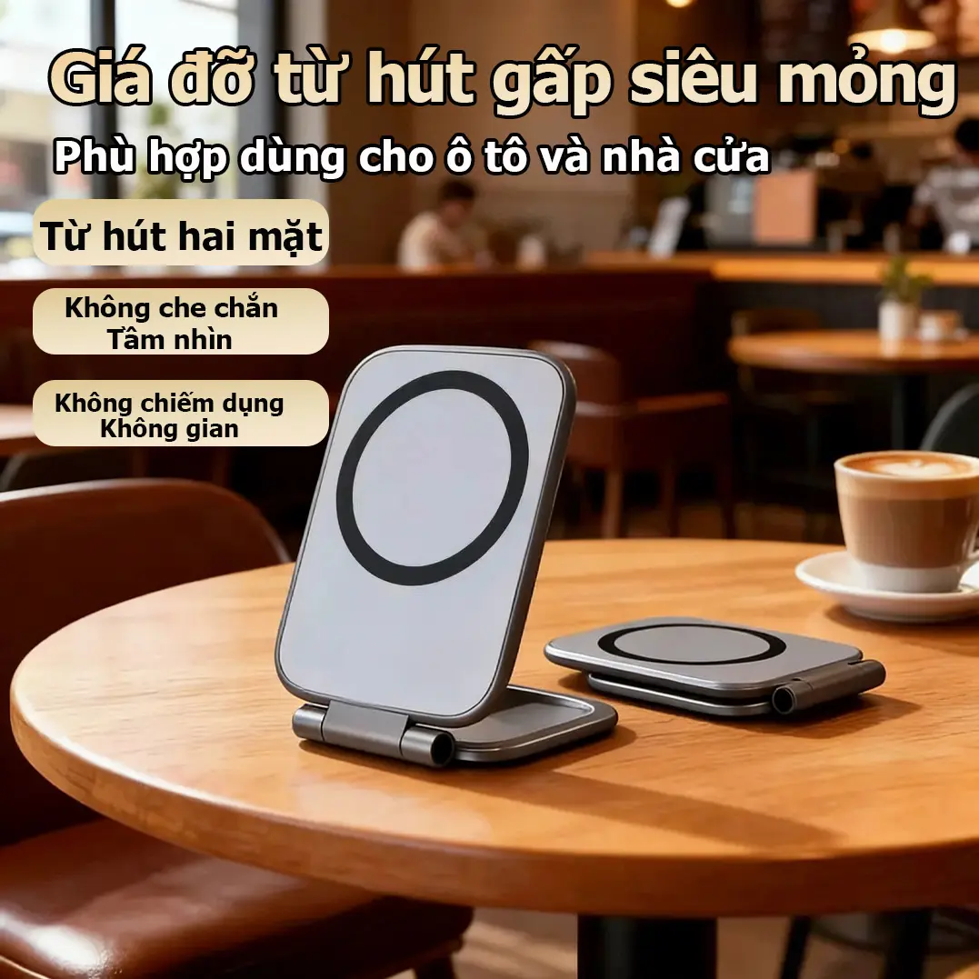Giá đỡ điện thoại di động từ tính siêu mỏng mới với tính năng gấp đa chức năng cho điều hướng ô tô và bảng điều khiển trung tâm – giá đỡ điện thoại