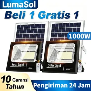 LumaSol Promo Beli 1 Gratis 1 Lampu Surya 1000W Premium Anti Air IP67 untuk Penerangan Luar Ruangan Hemat Energi Garansi 10 Tahun