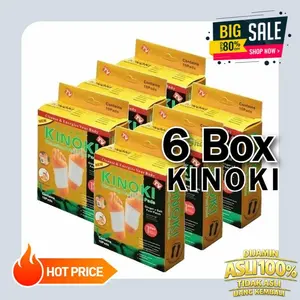 Promo 6 Box Kinoki Gold Detok Racun Herbal Original 60 Pcs / 30 Pasang Koyo Kaki Kiyome Foot Patch Hand Ginger