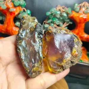 Natural Yellow Amber Kuning rough / raw paket (4) Batu Asli Alam