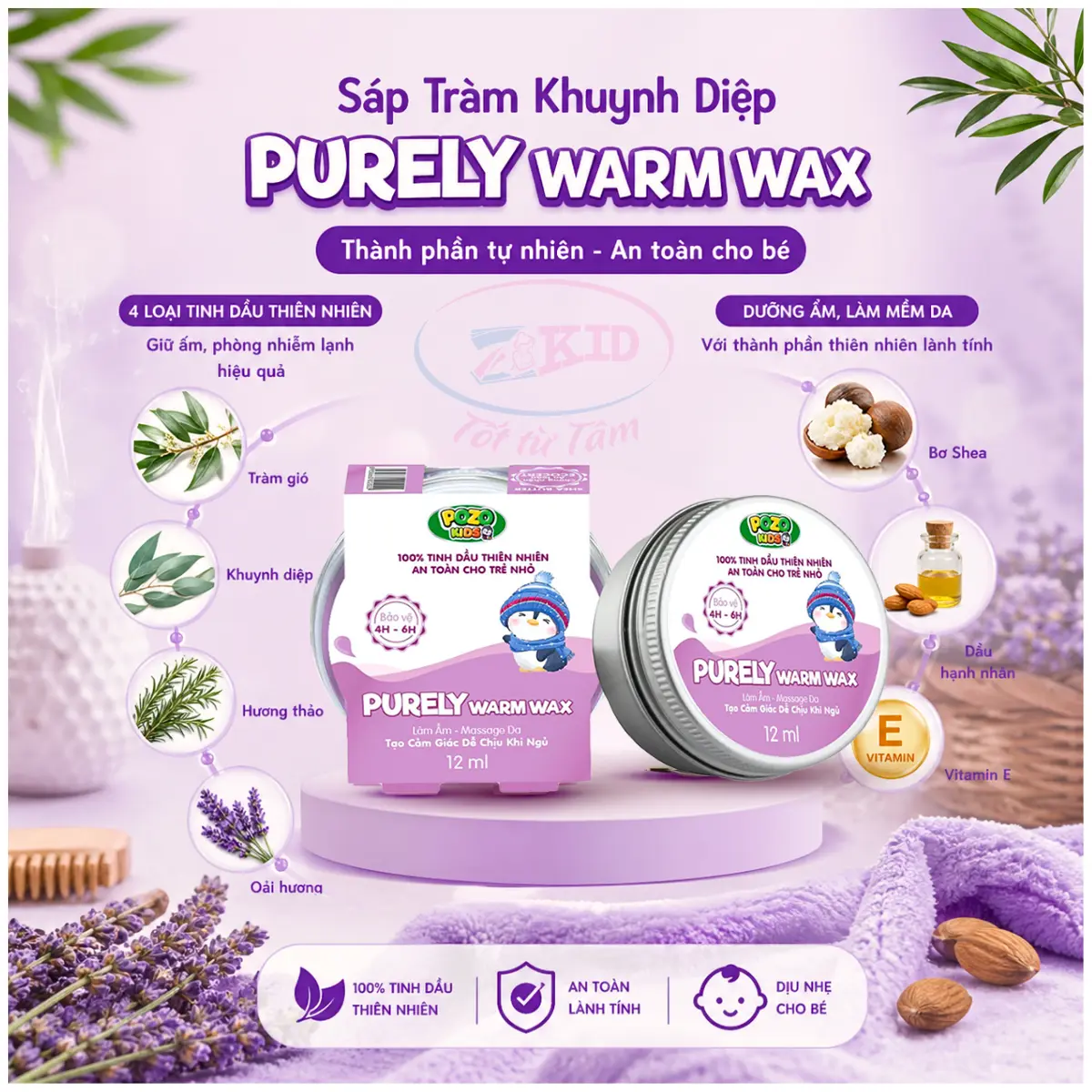 Sáp Tràm Khuynh Diệp POZO - Purely Warm Wax - Sáp Giữ Ấm Pozo - Lọ 12ml - 1