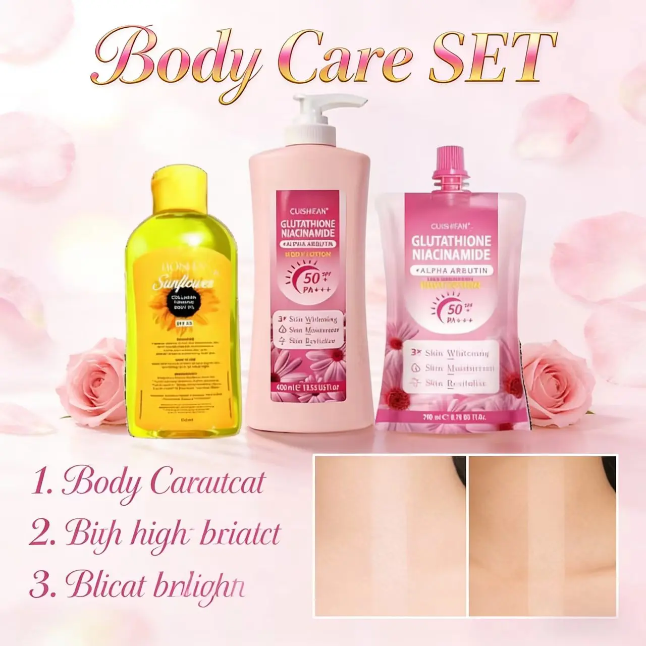 CUISHIFAN Glutathione Niacinamide Body Whitening Lotion SPF 50 PA++  400ml+200ml Moisturizing Brightening Bare Vanilla Scent - TikTok Shop  Philippines