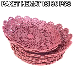PAKET HEMAT ISI 36 PIRING ROTAN BUNGA 02 Standart piring makan Buah Nasi piring rotan plastik Kitchenware