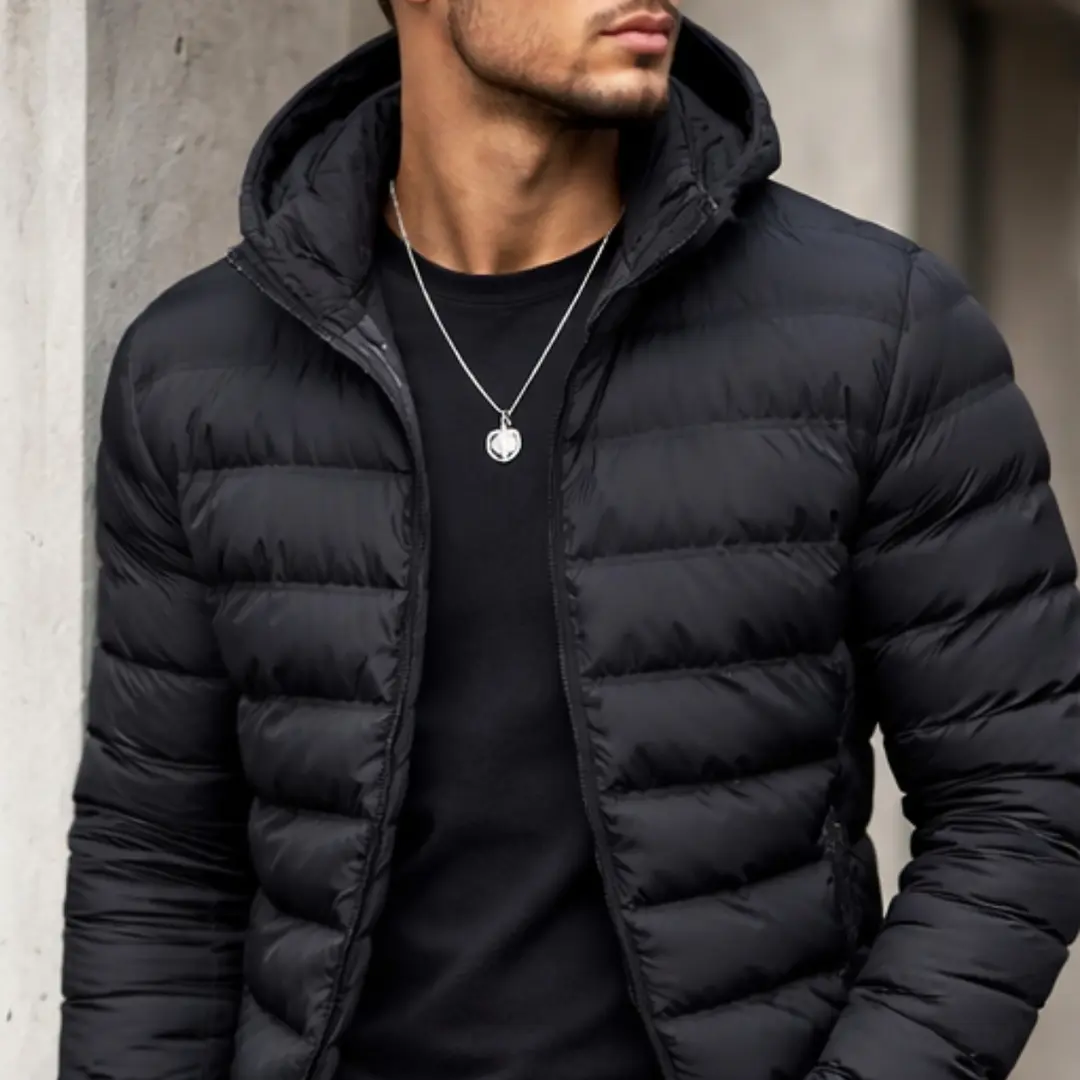 Jaqueta Puffer Bobojaco Nylon Impermeável com Bolso e Capuz removivel