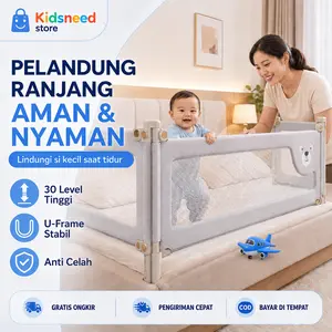 【Konektor gratis】Pagar Tidur Anti Jatuh Bayi dengan Batang Pelindung Tunggal - Bedrail  Pagar tepi kasur anak anti jatuh penghalang tepi kasur anti turun pagar pelindung bayi sisi tunggal batang pagar pelindung kasur naik turun bed rail