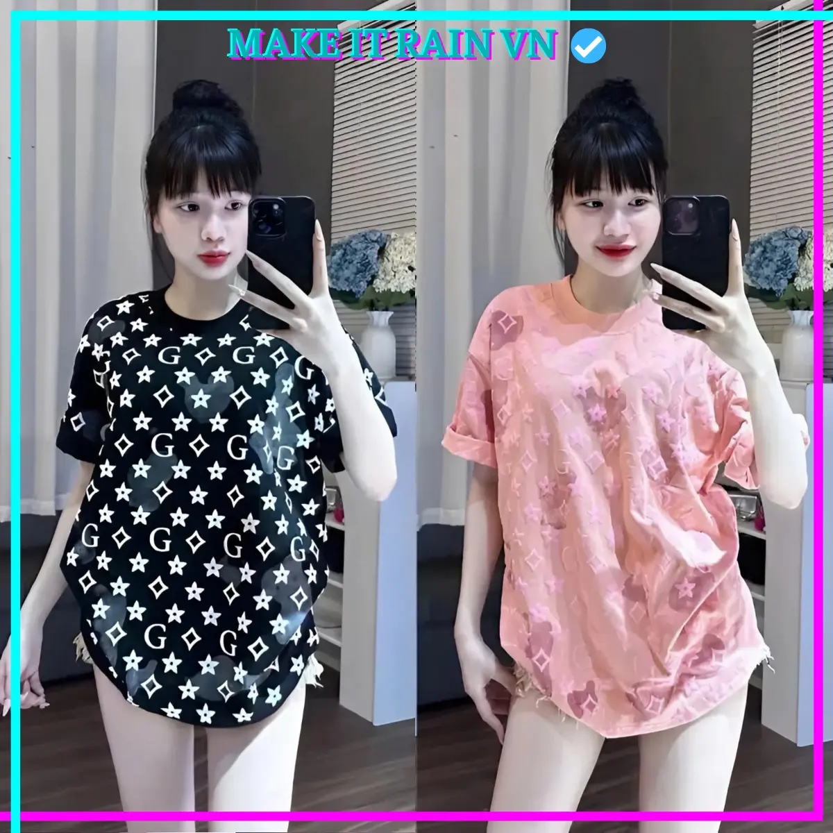 [MUA 3 GIẢM 10K, 2 GIẢM 5K KÈM QUÀ] Áo Thun Nam Nữ NGÔI SAO CHỮ NỔI Make It Rain, Áo Phông Unisex Form Rộng Top Women Cổ Tròn