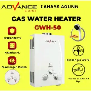 WATER HEATER GAS ADVANCE KAPASITAS 6 LITER GWH50 GWH-50 GARANSI RESMI GWH 50