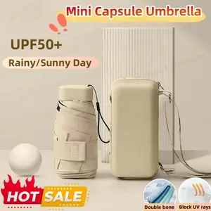 Payung Lipat Capsul Mini 15 cm Anti-UV UPF50+ Travel Size Tahan Panas & Tabir Surya
