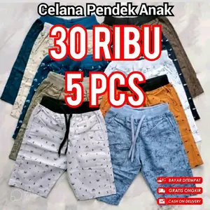 Paket 30 dapat 5 celana pendek anak motif karakter usia 3-12 tahun Anak-Anak Katun