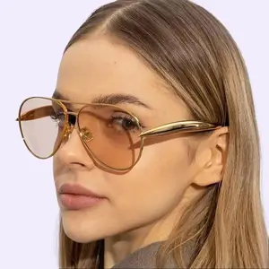 Kacamata Aviator Retro Bingkai Besar Stainless Untuk Wanita Pria Lensa Anti UV ABL2248