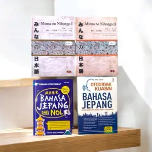 Paket 4 Buku Mahir Bahasa Jepang Dari Nol - Otodidak Kuasai Bahasa Jepang - Minna No Nihongo 1&2 ( Isi 4 Buku )