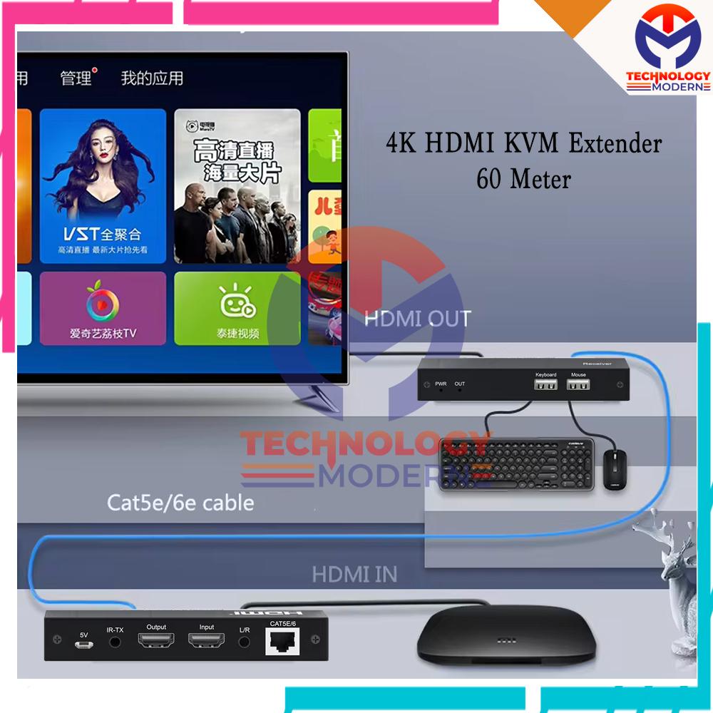 4K HDMI+USB KVM Extender Over UTP LAN 60 M Support Mouse & Keyboard