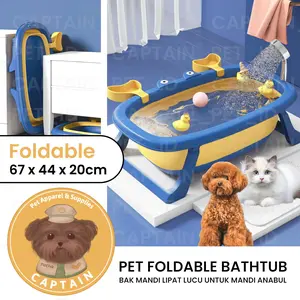 TEMPAT MANDI ANJING KUCING PET BATHTUB NON SLIP FOLDABLE BATHTUB DOG GROOMING KOLAM MANDI LIPAT HEWAN PELIHARAAN SHAMPOO RED POODLE BICHON MALTESE