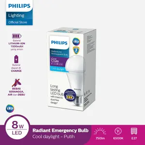 Philips Lampu Emergency RadiantLine Rechargeable LED Bulb 8W 6500K Putih
