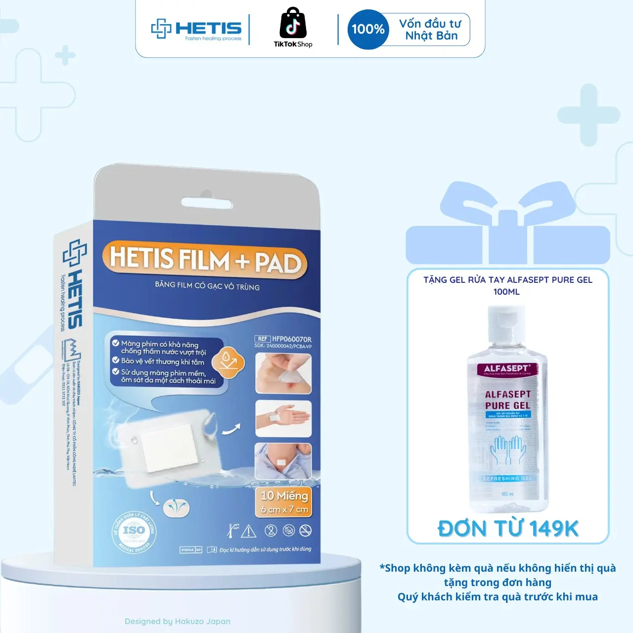 10 Miếng Dán Chống Thấm Nước  HETIS FILM PAD Giúp Bảo Vệ Vết Thương, Dán Rốn Cho Trẻ Tắm
