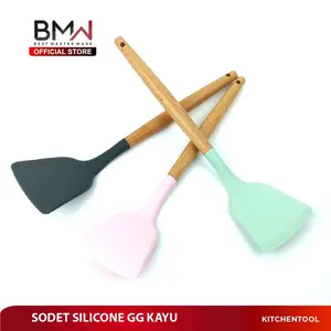 Sodet Silicone Spatula Silicon Sutil Silikon Gagang Kayu Tahan Panas Spatula Silicone sodet Alat Masak