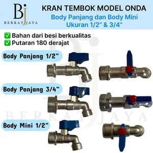 Kran Tembok Model Onda Body Panjang dan Mini Ukuran 1/2” dan 3/4”