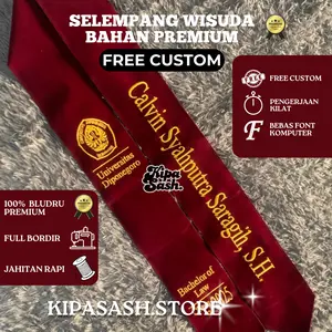 [LANGSUNG DIPROSES]Selempang Premium Free Custom+Logo Bahan Kain Bludru Mesin Bordir Canggih