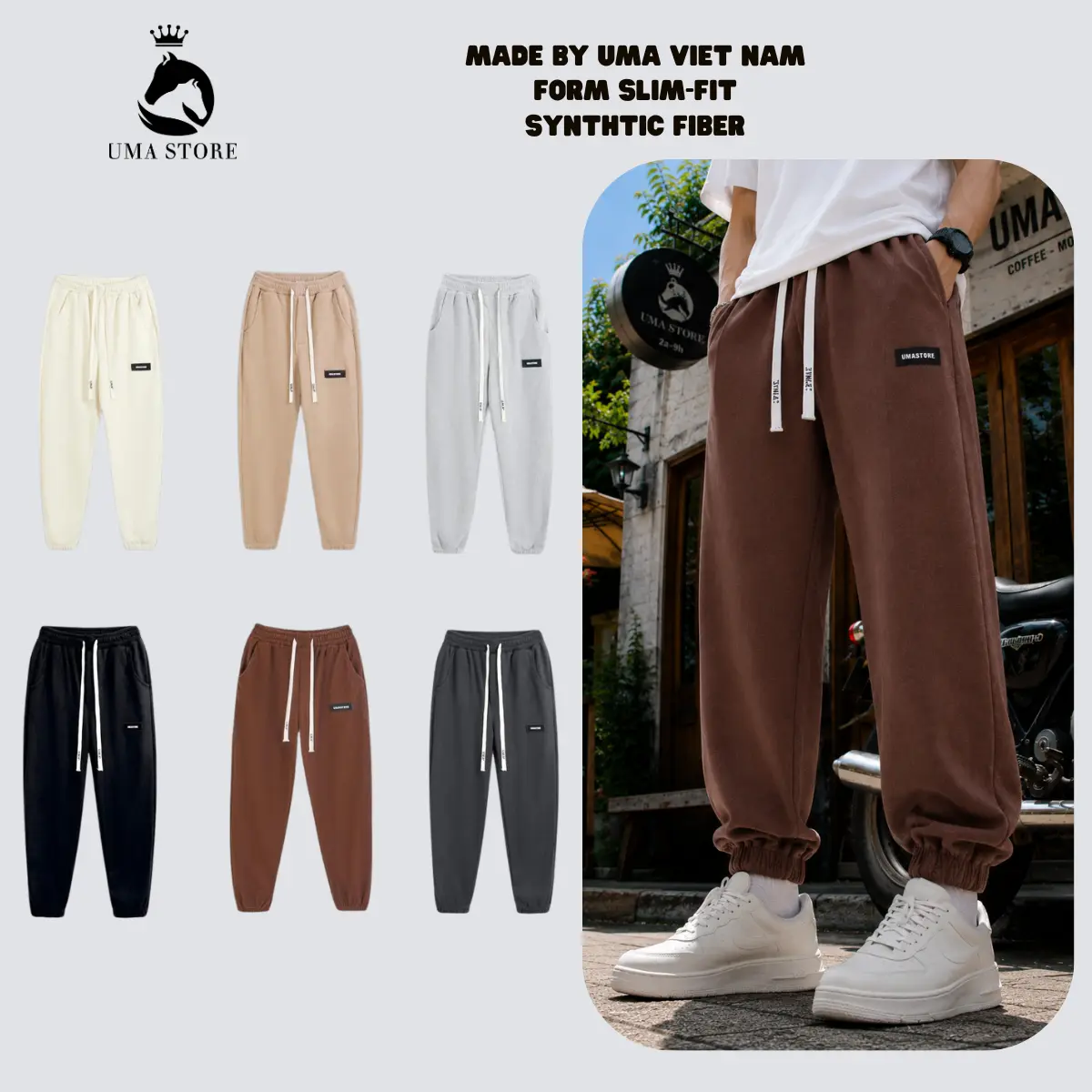 Quần nỉ nhung tăm JOGGER U.M.A mác chữ nhật, ấm áp, dày dặn,form dáng thể thao, sang trọng new 2023 - POLOUMAOR Unisex Thoải mái Thoáng khí Unisex Thoải mái.. Sport Tập Thể Dục Đi bộ đường dài Black