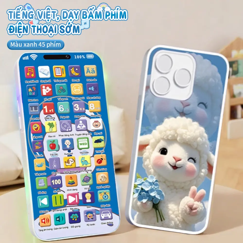 Điện thoại đồ chơi giáo dục sớm phiên bản nâng cấp 36/45 phím Việt Nam với nhiều bài hát và câu chuyện tương tác giữa cha mẹ và con cái