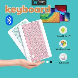 Keyboard Bluetooth Wireless Silent Portable click untuk Tablet Hp Laptop warna random dengan kompatibilitas Android Windows dan iOS