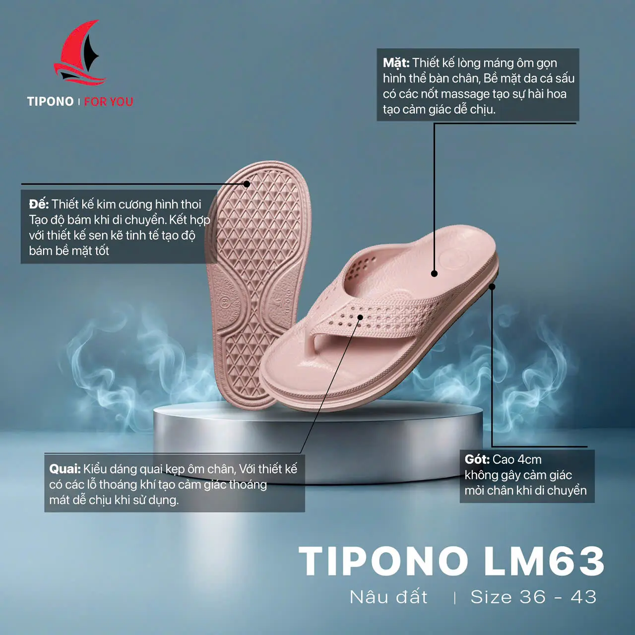 TIPONO LM63 Dép Xỏ Ngón Êm Chân Siêu Nhẹ, Chống Trơn Trượt, Mang Hằng Ngày, Đi Cực Thích Size 36-44 - 1
