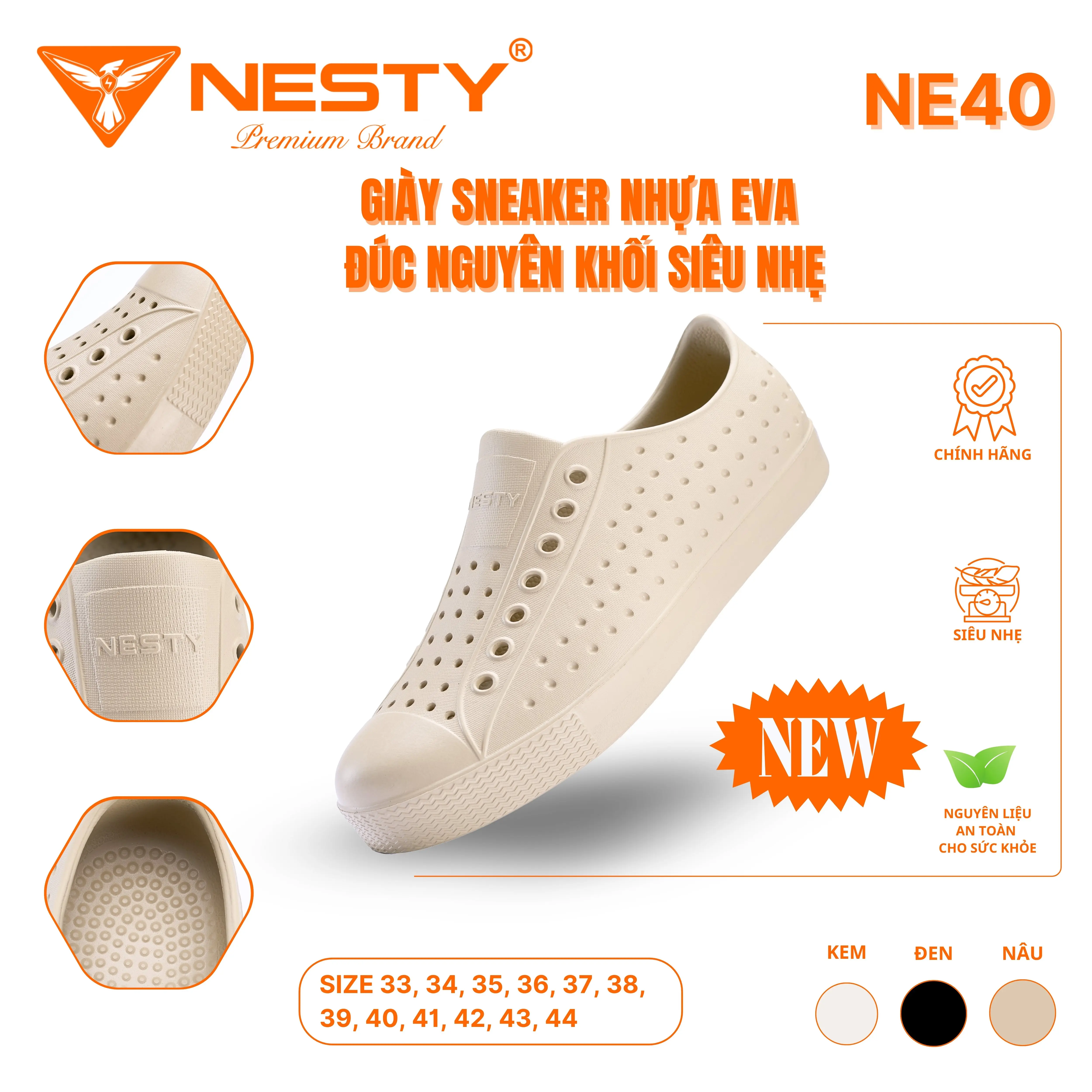 [NE40] GIÀY SNEAKER ĐÚC NGUYÊN KHỐI EVA NHÃN HIỆU NESTY [KO1]
