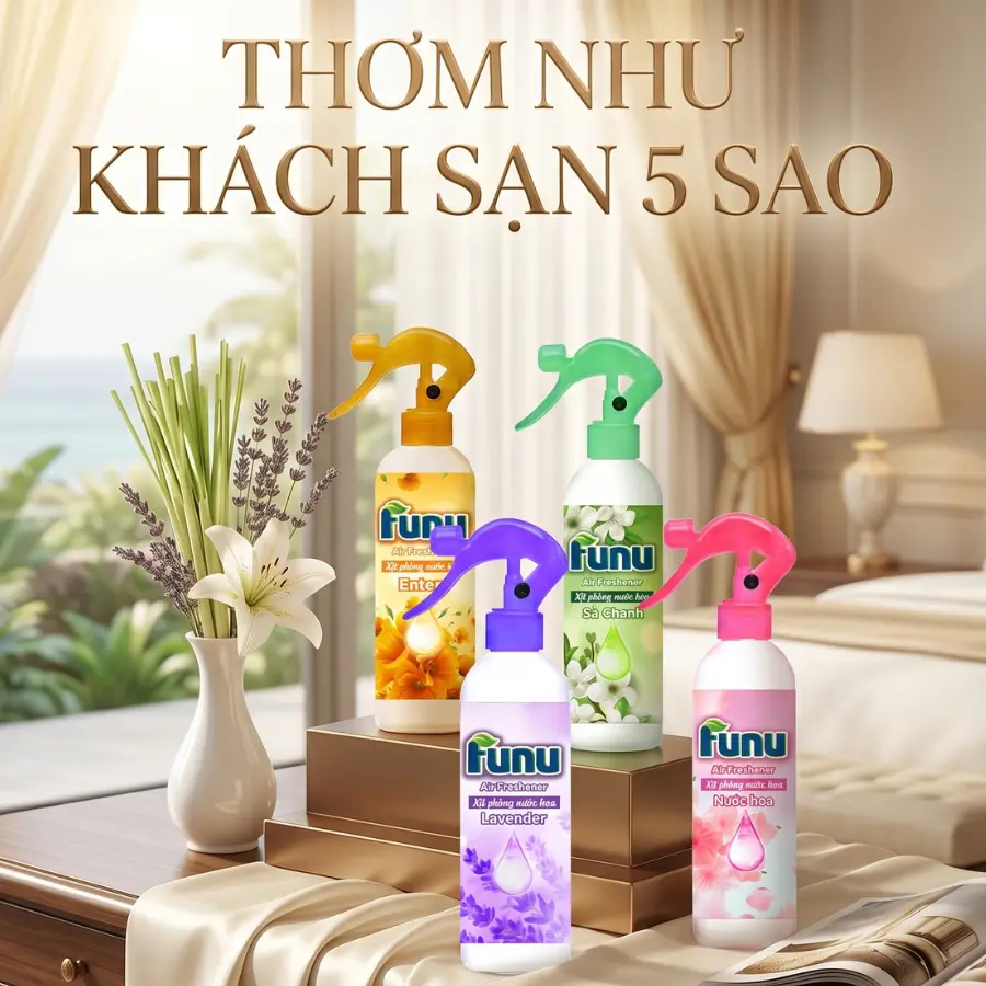 Funu Xịt Phòng Tinh Dầu 400ml Nước Hoa Hương Thơm Thiên Nhiên Hỗ Trợ Xua Đuổi Muỗi Côn Trùng Khử Mùi Làm Thơm Phòng Hiệu Quả