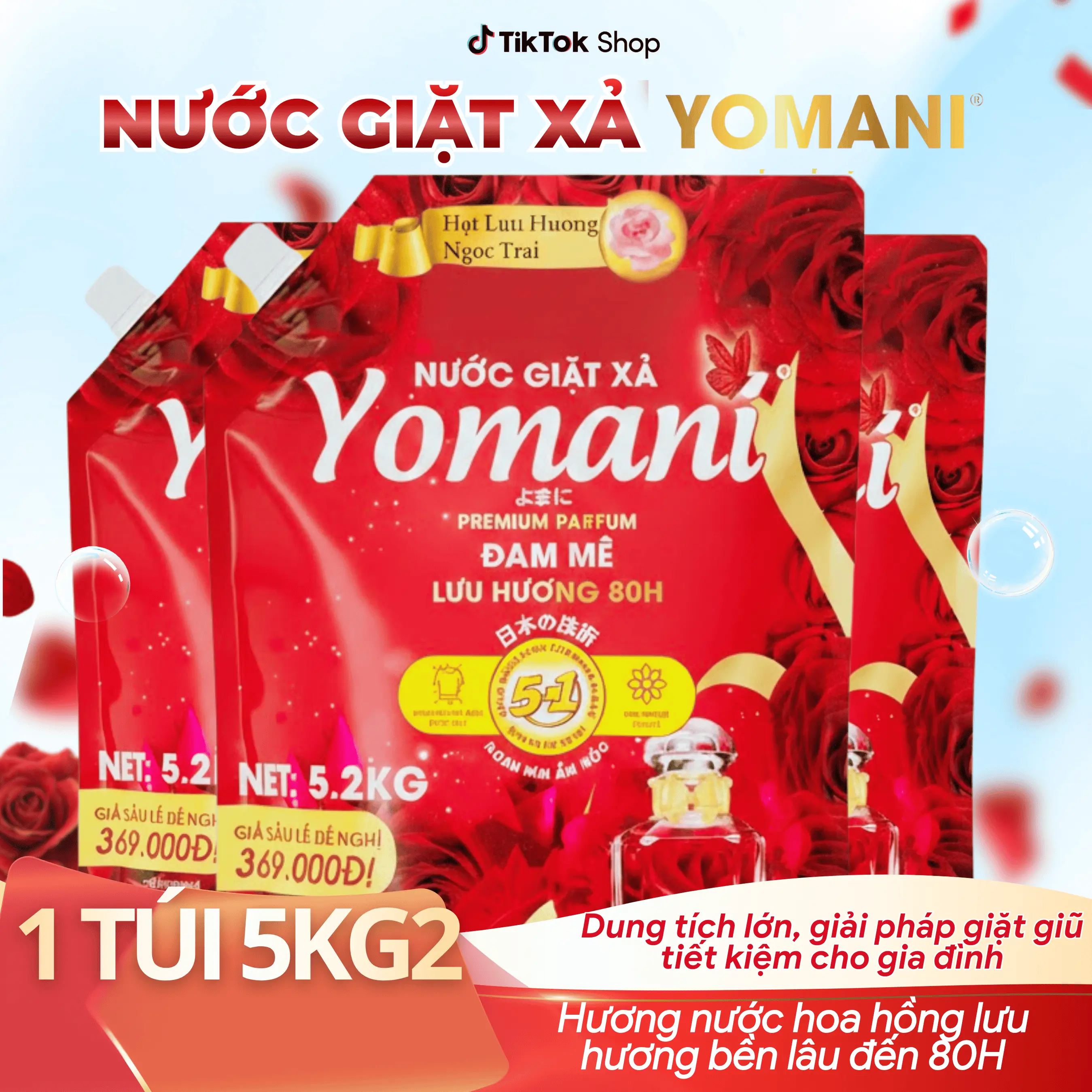 [Độc quyền KOL CAM Academy] [BÁN CHẠY] Nước Giặt Xả YOMANI 5 Trong 1 Hương Nước Hoa Túi 5KG2, Làm Sạch Sâu, Lưu Hương Bền Lâu, Giặt Sạch Sâu, Tiết Kiệm Cho Gia Đình