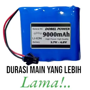 Baterai Cas RC Dobel power 9000mAh 3.7v~4.8v soket hitam 2pin awett tahan lama