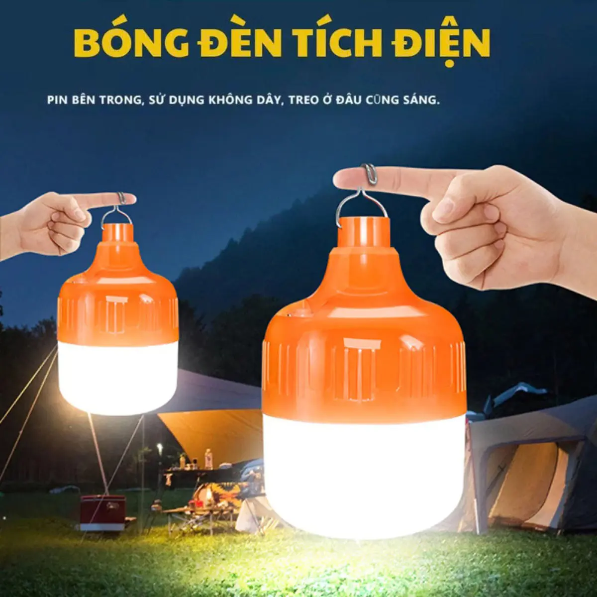 [GIẢM GIÁ] Bóng Đèn Tích Điện 150W-200W Siêu Sáng Chất Liệu Nhựa ABS Độ Bền Cao Có Móc Treo Tiện Lợi Cho Hoạt Động Ngoài Trời & Bán Hàng Đêm - 1