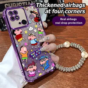XWBDDFSK336 casing hp For Redmi 10C 4G Fully wrapped edges new model antifall Classic and charming animated characters electroplating with lanyard phone case