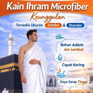 Al-fira Kain Ihram Microfiber  Putih Berkualitas Tinggi untuk Pakaian Haji & Umroh Bahan Nyaman Multifungsi Elegan Ukuran  Jumbo dan Standar